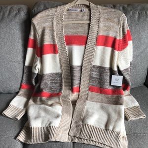 Open front tunic length cardigan